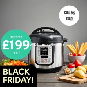 Artistic representation for The versatile ninja foodi max 14 - in - 1 has dropped to £199 in the black friday sale. this innovative cooker combines the convenience of a pressure cooker with the versatility of an air fryer. with its 14-quart capacity, it's perfect for family meals or large gatherings.