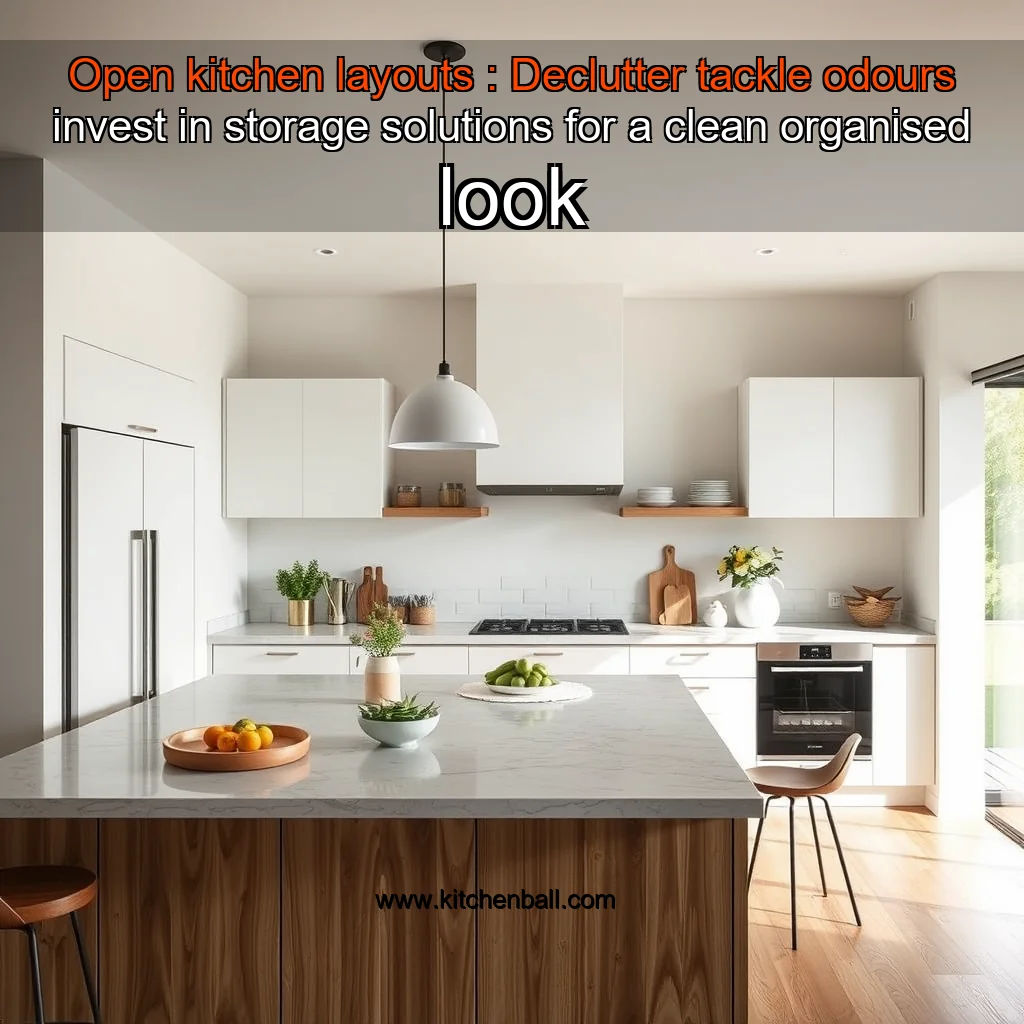 You are currently viewing Open kitchen layouts : Declutter  tackle odours  invest in storage solutions for a clean  organised look