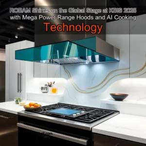 Artistic representation for ROBAM Shines on the Global Stage at KBIS 2025 with Mega Power Range Hoods and AI Cooking Technology